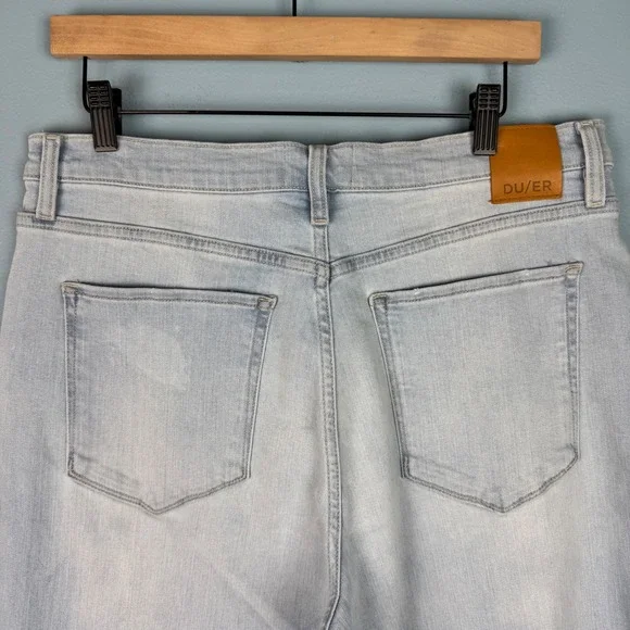 DU/ER Womens Size 33x28 Light Blue Wash Wide Leg Performance Stretch Denim Jeans - Picture 5 of 7
